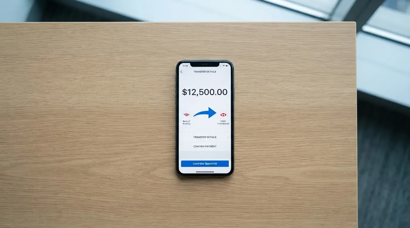 A phone showing a stablecoin transfer screen