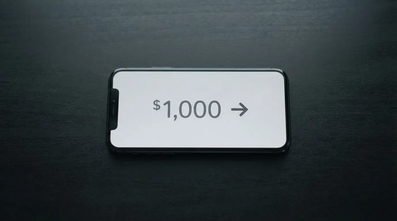 A phone showing a stablecoin transfer screen