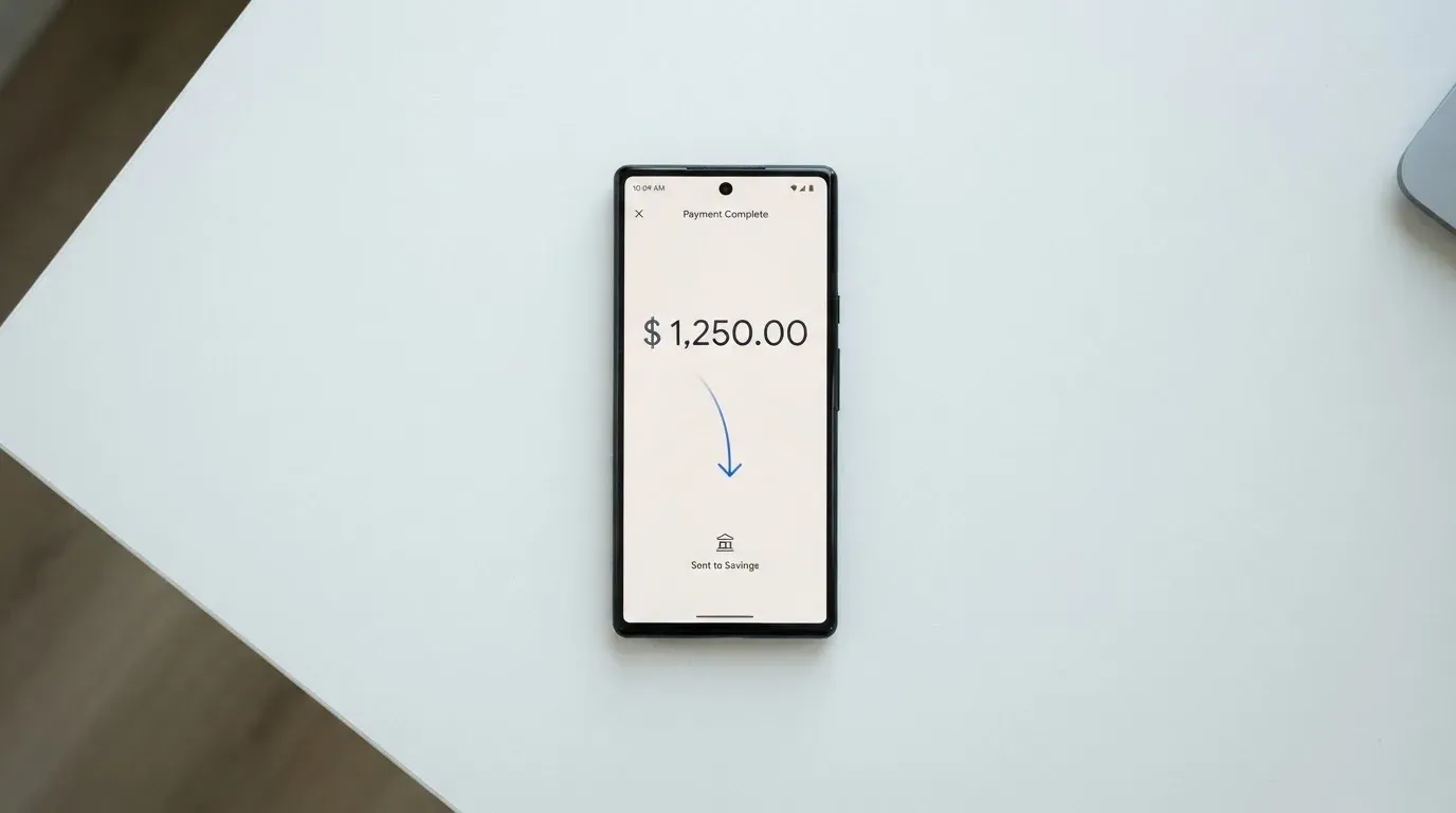 A phone showing a stablecoin transfer screen