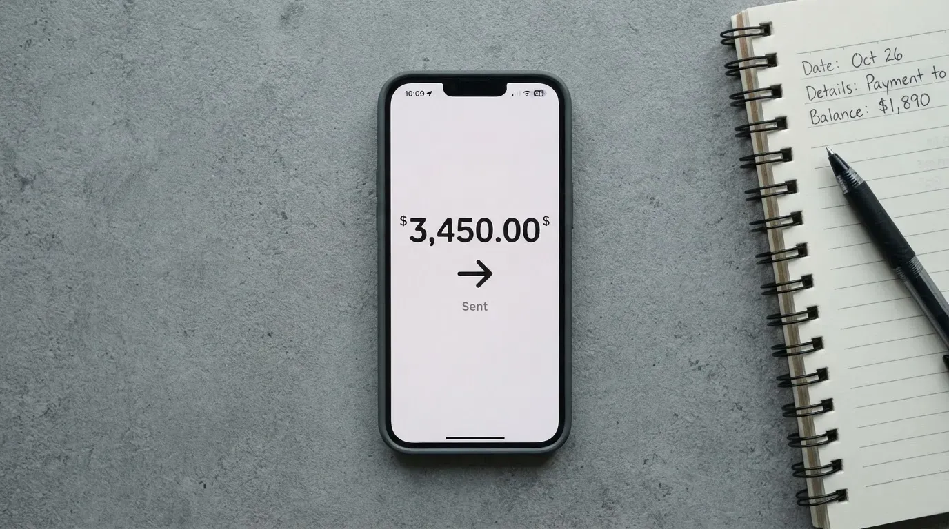 A phone showing a stablecoin transfer screen
