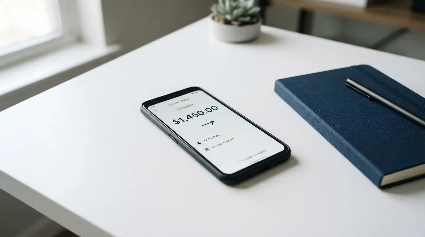 A phone showing a stablecoin transfer screen