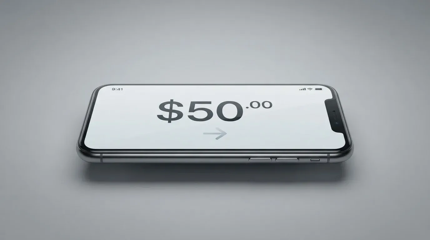 A phone showing a stablecoin transfer screen