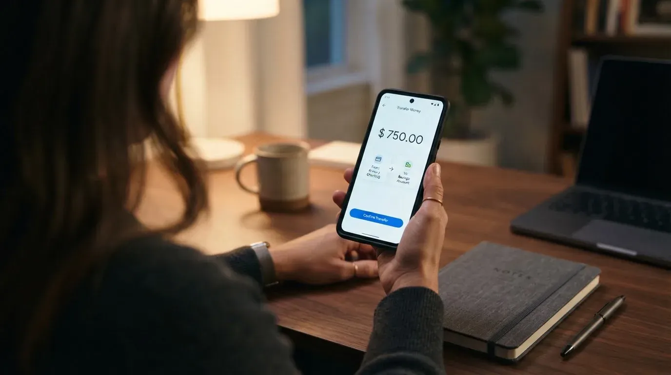 A phone showing a stablecoin transfer screen