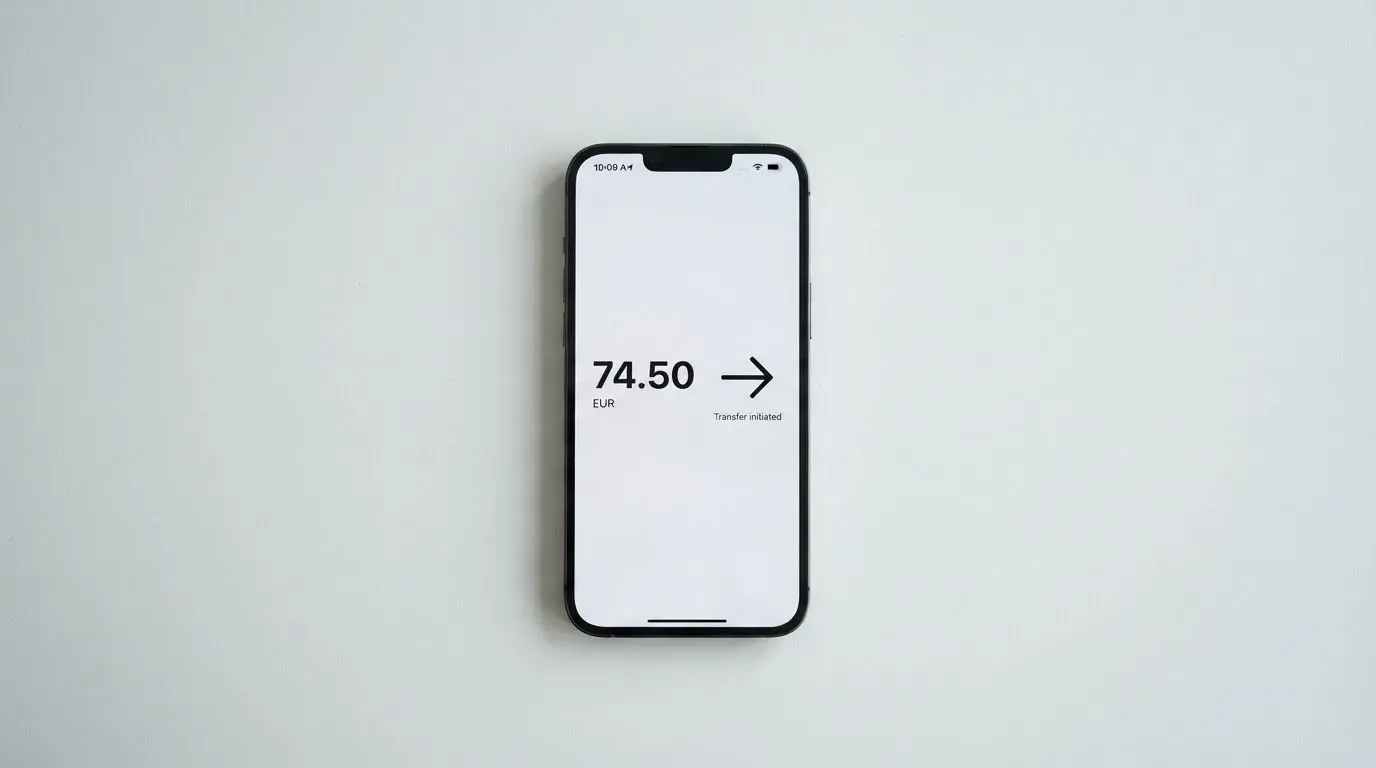A phone showing a stablecoin transfer screen