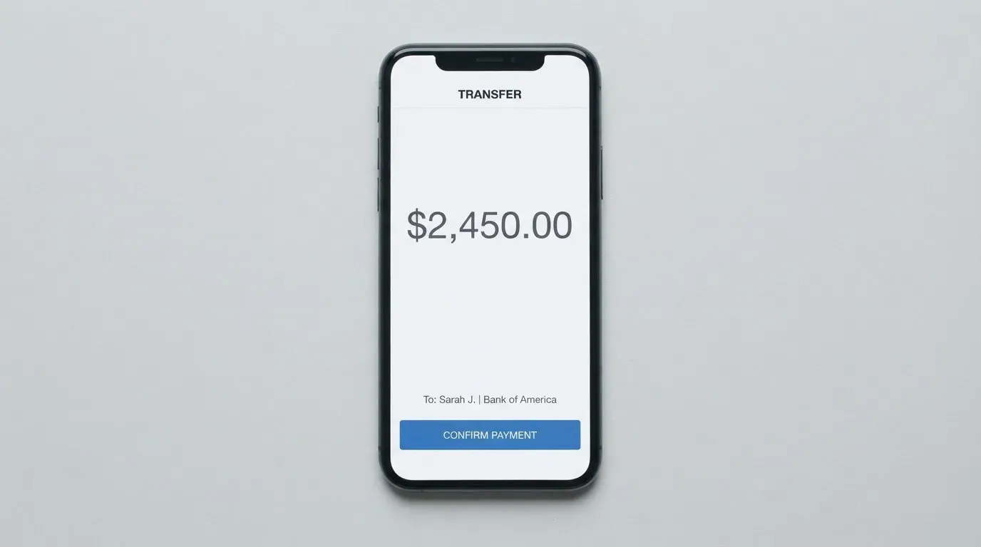 A phone showing a stablecoin transfer screen