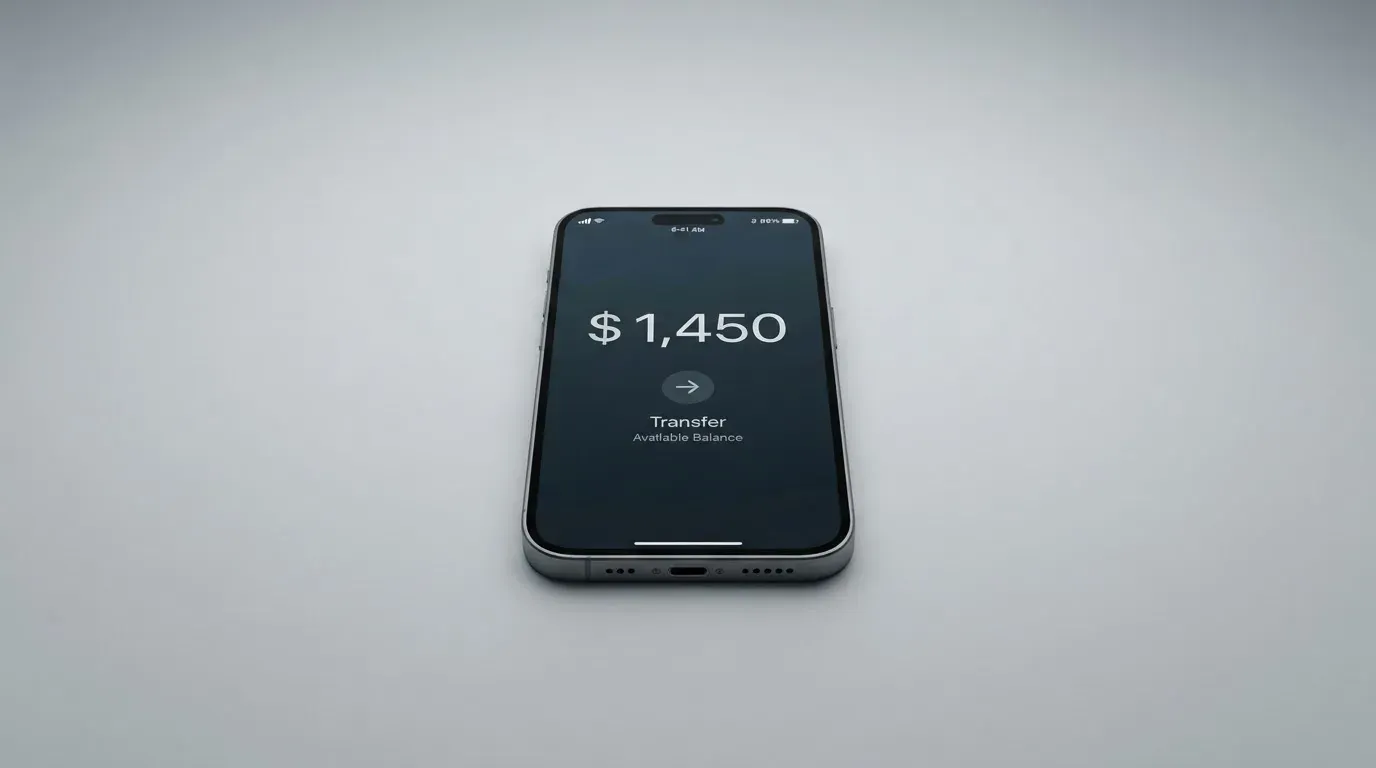 A phone showing a stablecoin transfer screen