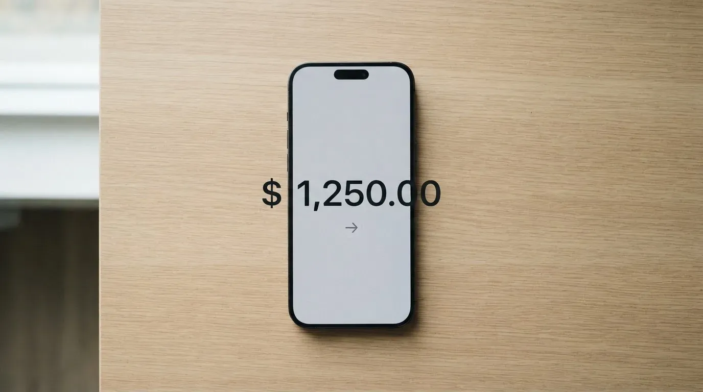 A phone showing a stablecoin transfer screen