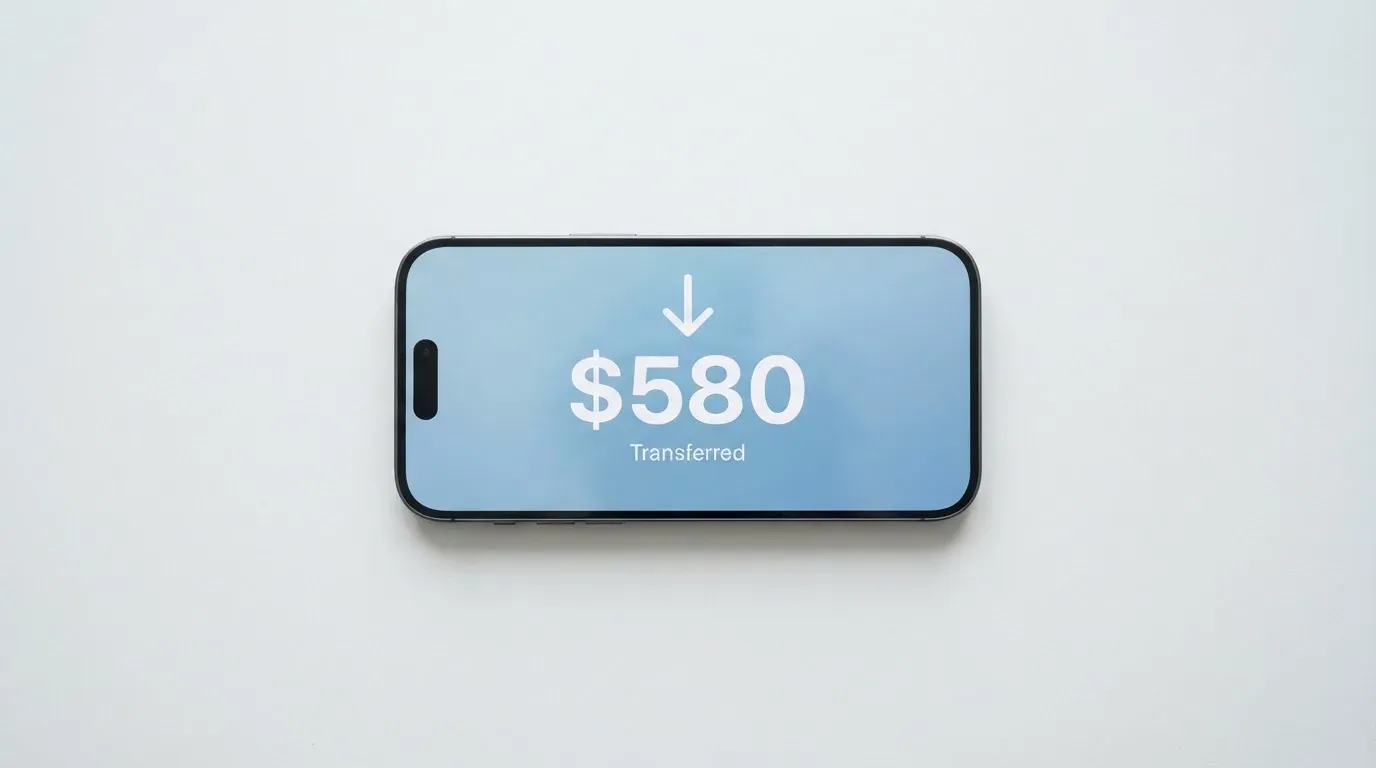 A phone showing a stablecoin transfer screen