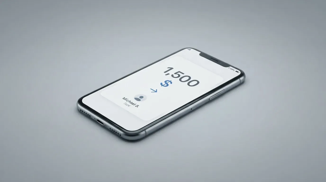 A phone showing a stablecoin transfer screen