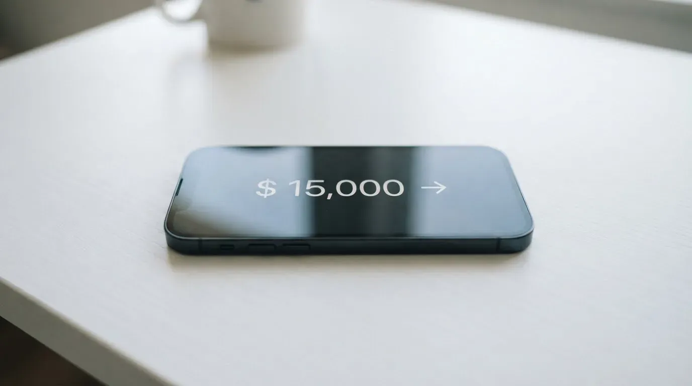 A phone showing a stablecoin transfer screen