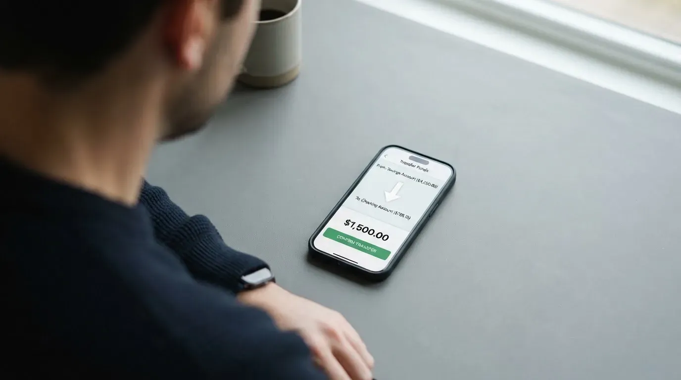 A phone showing a stablecoin transfer screen
