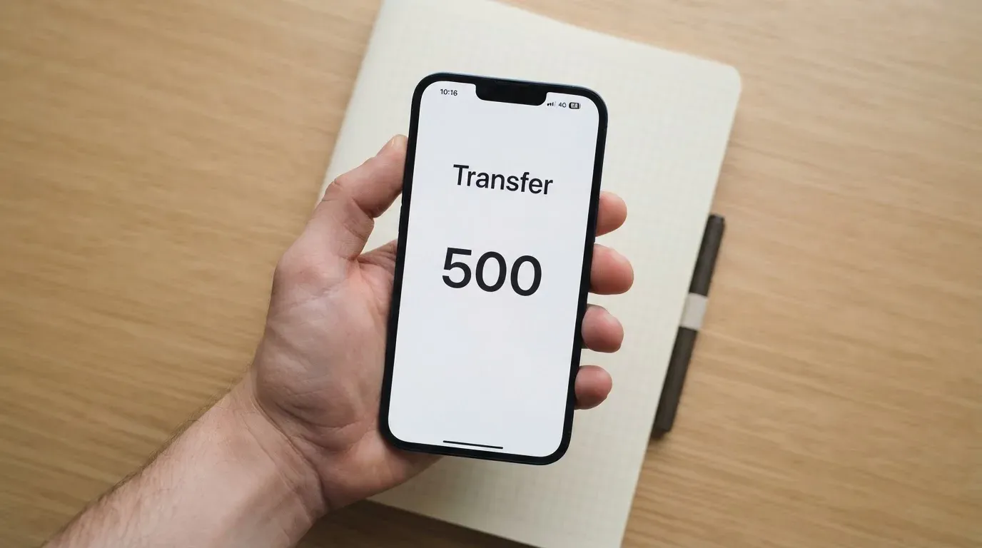 A phone showing a stablecoin transfer screen