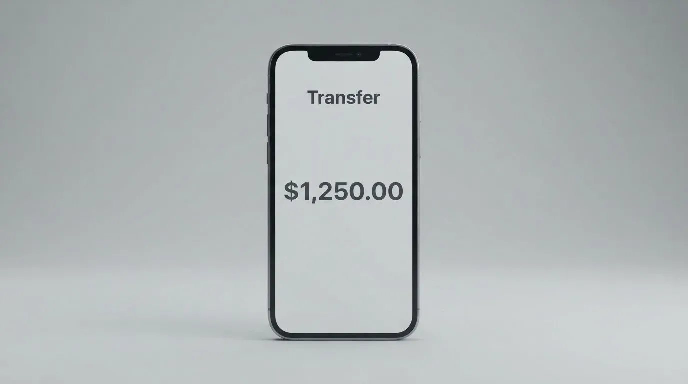 A phone showing a stablecoin transfer screen