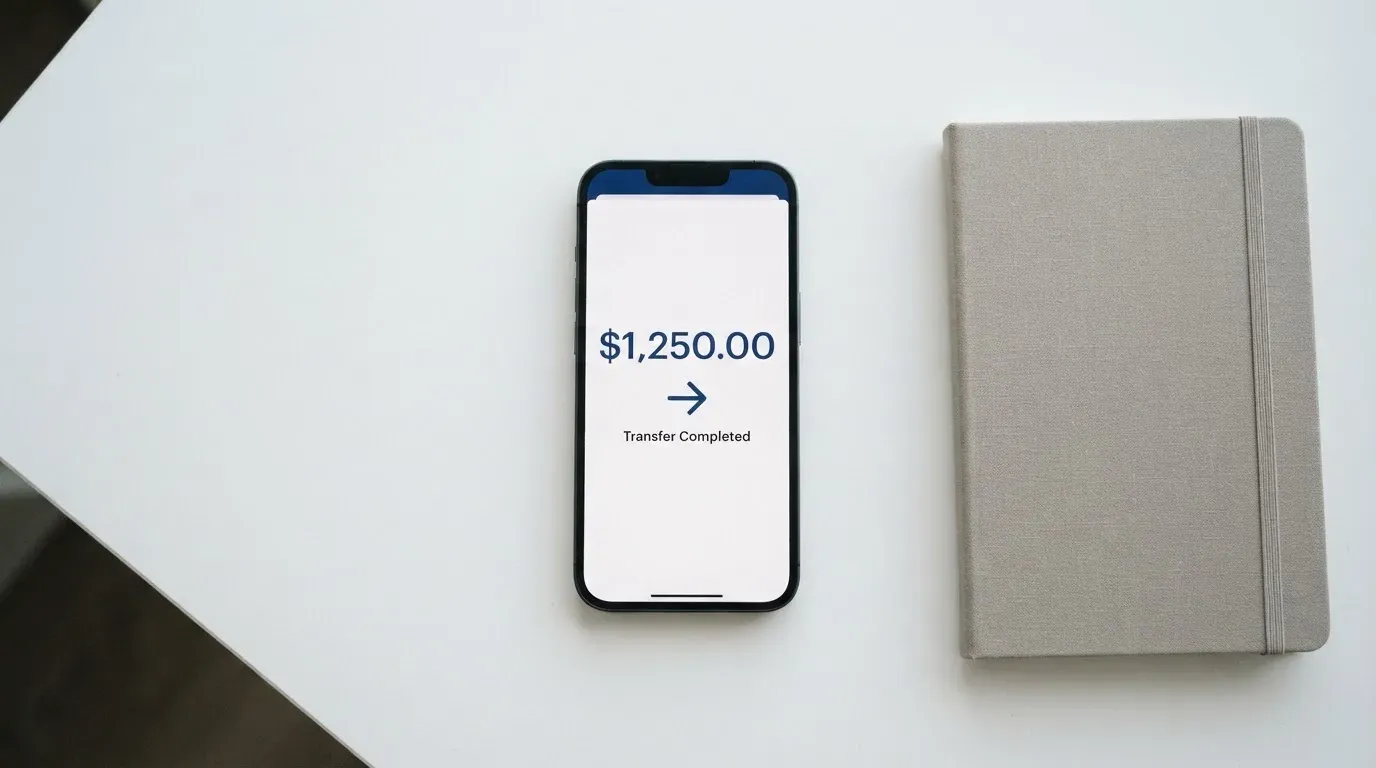 A phone showing a stablecoin transfer screen