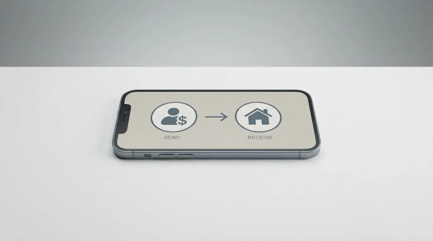 A phone showing a stablecoin transfer screen
