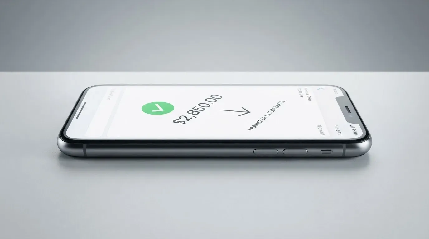 A phone showing a stablecoin transfer screen