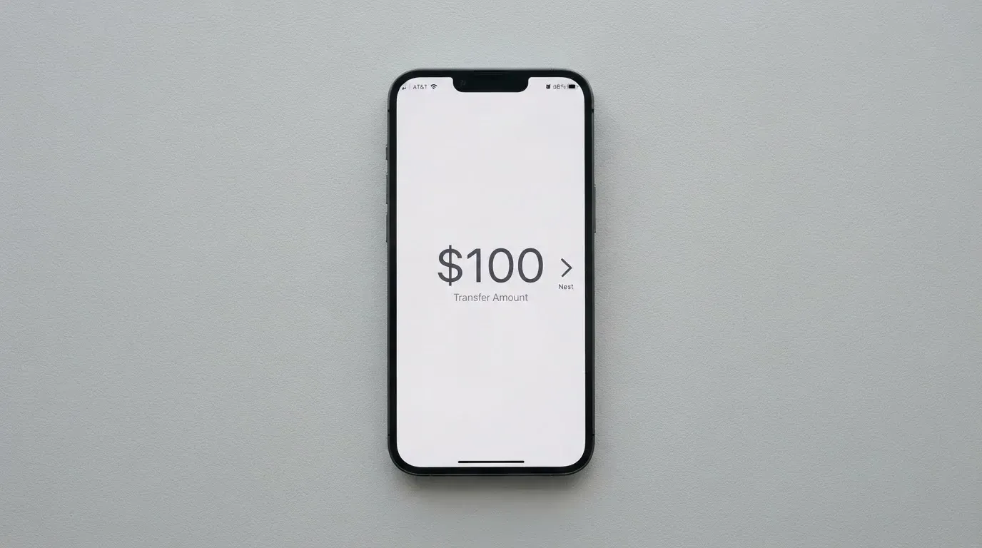 A phone showing a stablecoin transfer screen