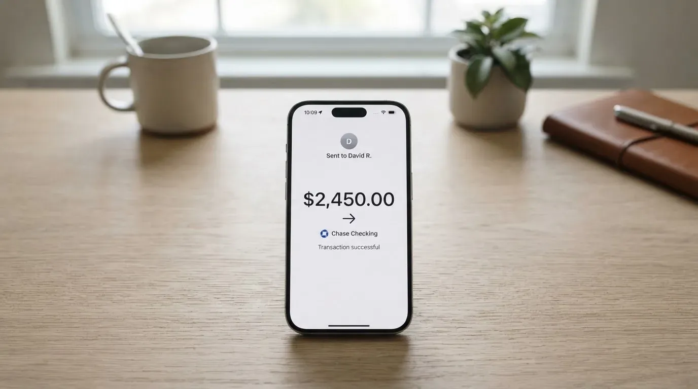 A phone showing a stablecoin transfer screen
