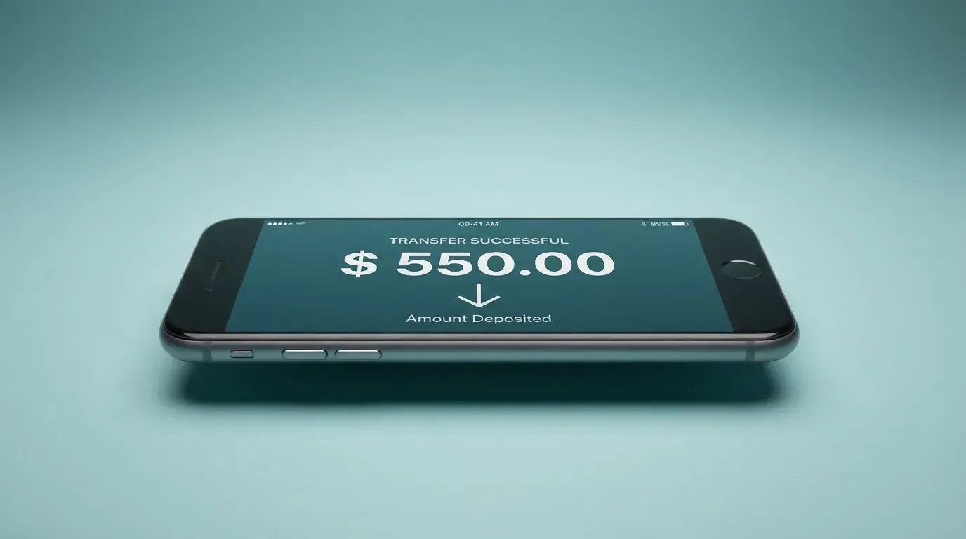 A phone showing a stablecoin transfer screen