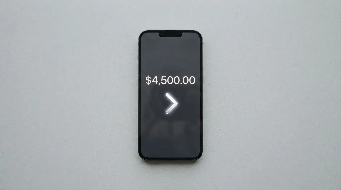 A phone showing a stablecoin transfer screen