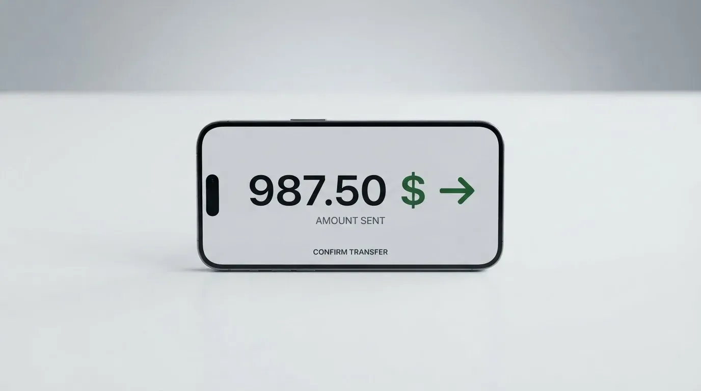 A phone showing a stablecoin transfer screen