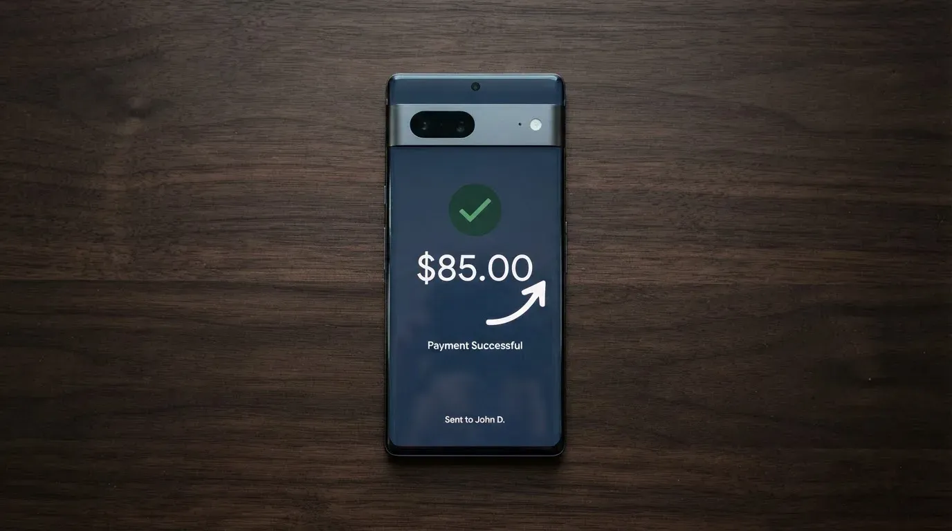 A phone showing a stablecoin transfer screen