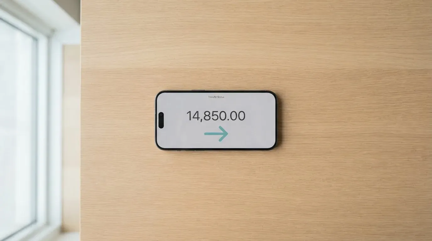 A phone showing a stablecoin transfer screen