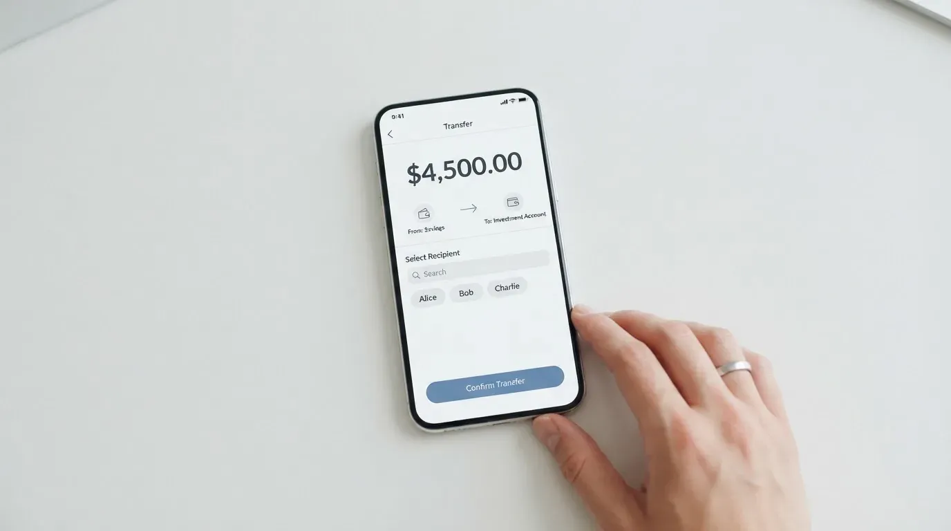 A phone showing a stablecoin transfer screen