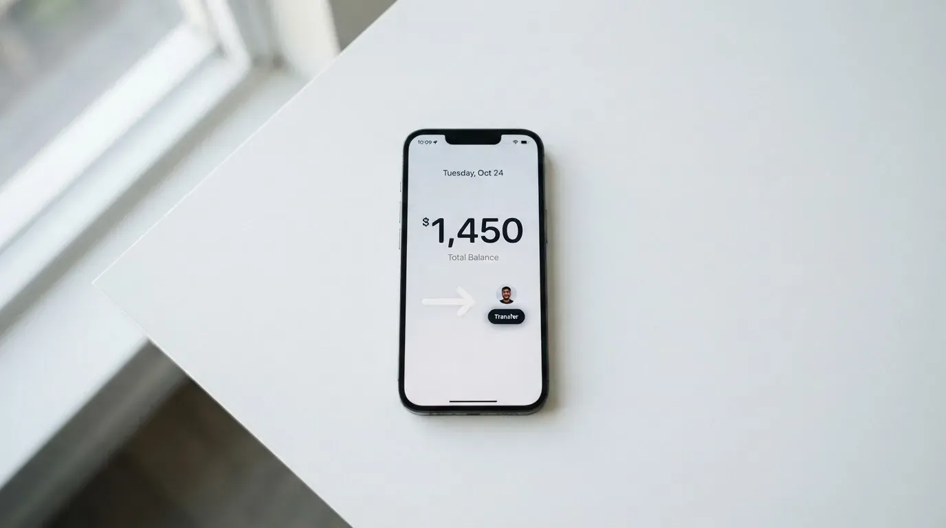 A phone showing a stablecoin transfer screen