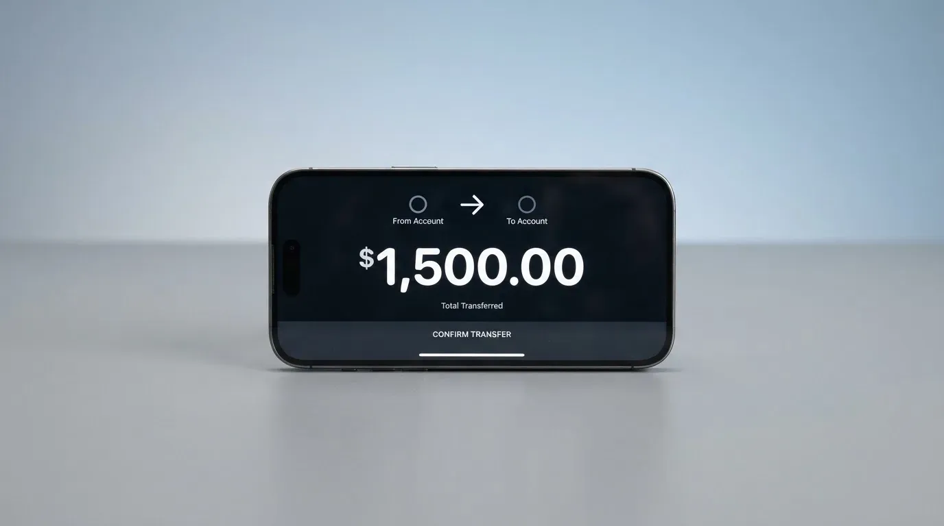 A phone showing a stablecoin transfer screen